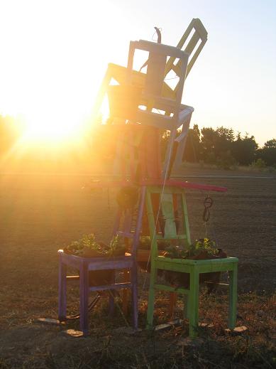 chaises au soleil couchant